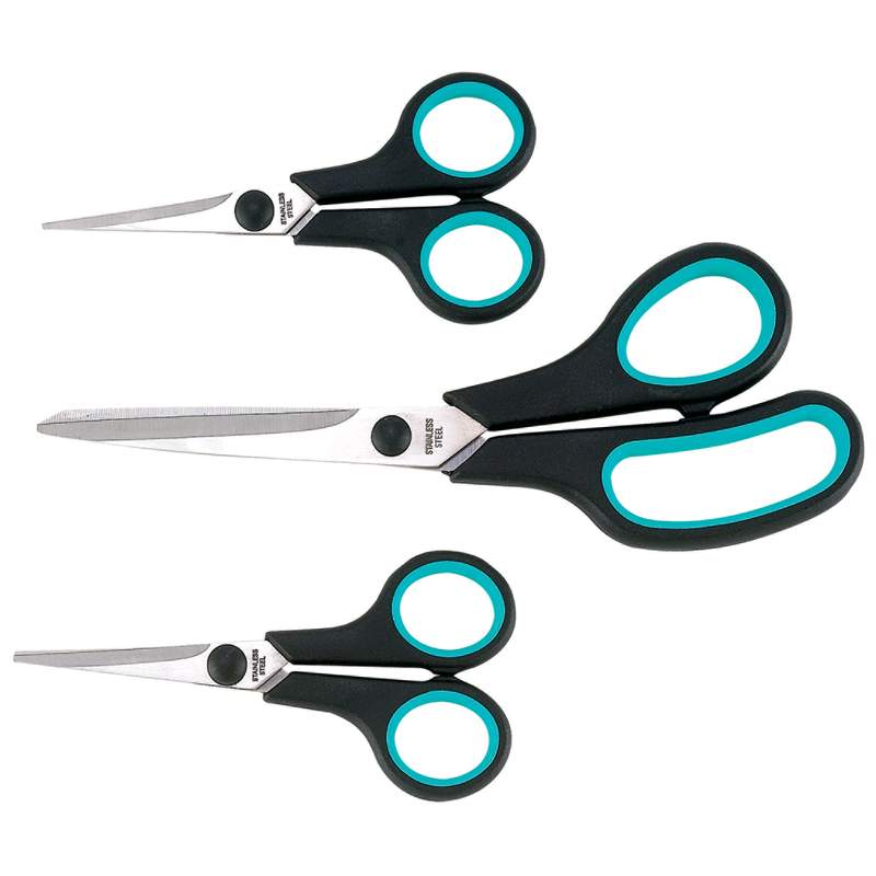 3 PC HOUSEHOLD SCISSORS Set School Office Cutting Sewing Arts Crafts  Kitchen 